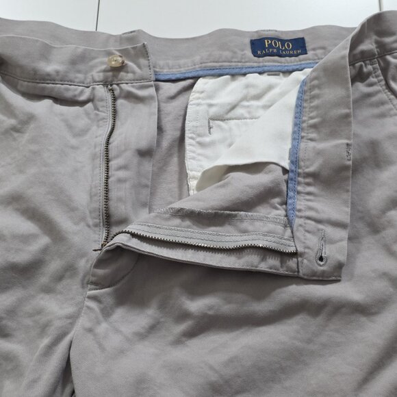 Polo Ralph Lauren Chino Shorts Mens 42 Gray Pockets Zip Cotton Classic Fit 9" - Picture 9 of 14